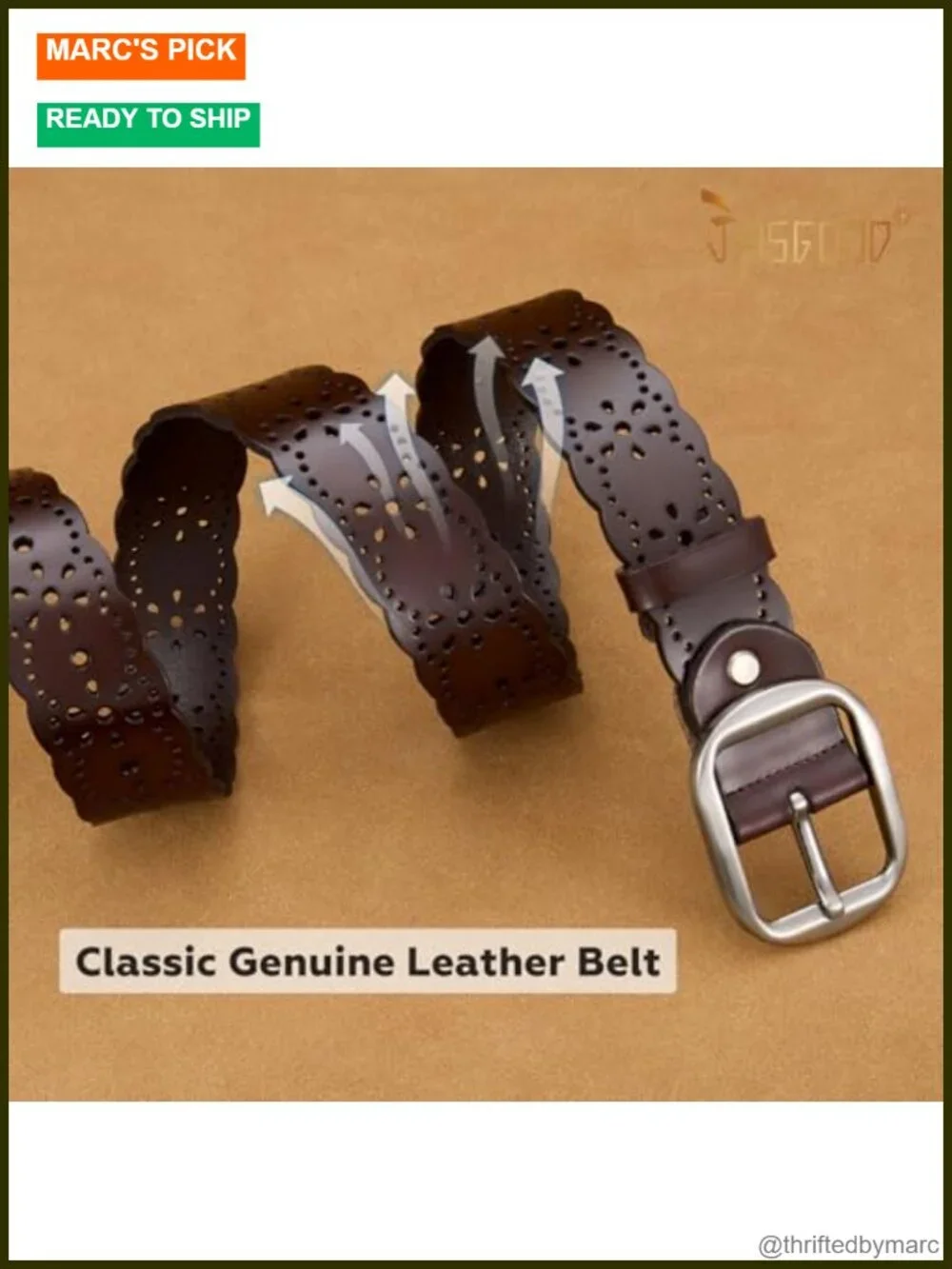 Genuine Leather Hollow Flower Wide Belt for Jeans Pants